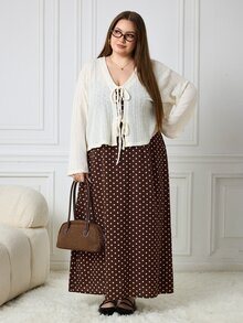 SHEIN CURVE+ Setelan Dua Potong Ukuran Besar, Natal - MultiWarna - View 5