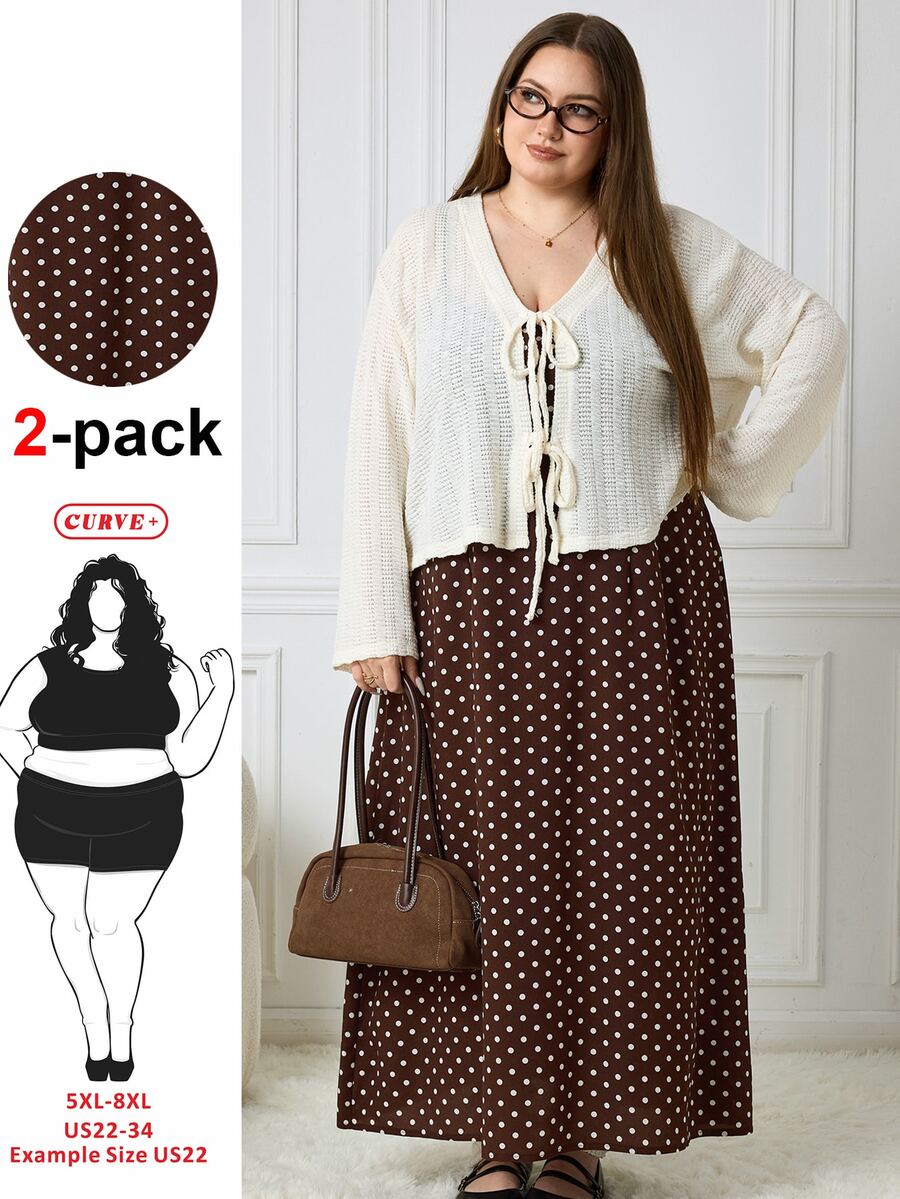 SHEIN CURVE+ Setelan Dua Potong Ukuran Besar, Natal - MultiWarna - View 1