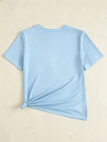Zolique Women's Casual Fitted Short Sleeve T-Shirt - Blue - View 3