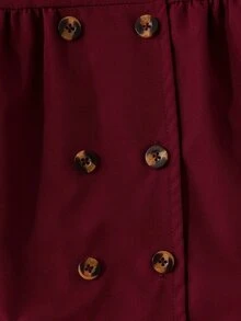 SHEIN 女童冬季外套，酒紅色，保暖內裡附帽，雙排扣，時尚秋冬外套，適合休閒日常可愛穿搭 - 酒紅色 - 查看 10