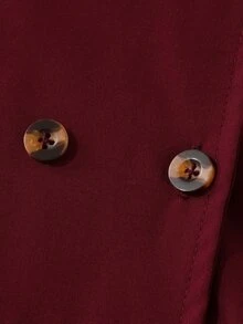 SHEIN 女童冬季外套，酒紅色，保暖內裡附帽，雙排扣，時尚秋冬外套，適合休閒日常可愛穿搭 - 酒紅色 - 查看 11
