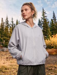 In My Nature Women's Solid Color Zipper Casual Versatile Daily Outdoor Hooded Jacket For Hiking And Camping, Fall Winter - Grey - View 4