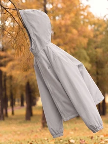 In My Nature Women's Solid Color Zipper Casual Versatile Daily Outdoor Hooded Jacket For Hiking And Camping, Fall Winter - Grey - View 7