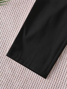 SHEIN 中性嬰兒男/女嬰 100%純棉休閒百搭白色工裝褲，男嬰下裝，嬰兒褲，Squishy - 黑色 - 查看 4