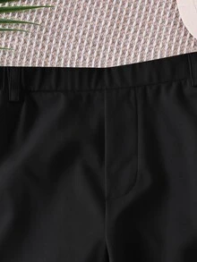 SHEIN 中性嬰兒男/女嬰 100%純棉休閒百搭白色工裝褲，男嬰下裝，嬰兒褲，Squishy - 黑色 - 查看 5