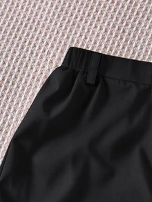 SHEIN 中性嬰兒男/女嬰 100%純棉休閒百搭白色工裝褲，男嬰下裝，嬰兒褲，Squishy - 黑色 - 查看 6