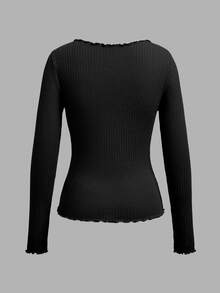 SHEIN EZwear 3件組女款純色V領長袖休閒百搭T恤 - 彩色 - 查看 6