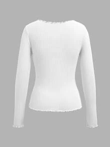 SHEIN EZwear 3件組女款純色V領長袖休閒百搭T恤 - 彩色 - 查看 8