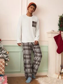 Chillnights Men's Casual Home Plaid Fleece Loungewear Set - Multicolor - View 6
