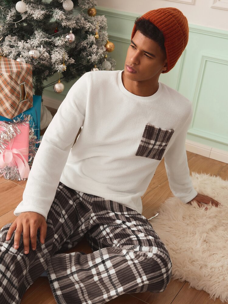 Chillnights 男士休閒居家格紋搖粒絨家居服套裝 - 彩色 - 查看 5