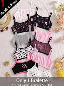 SHEIN Ramdom Item Only 1 Random Piece Tween Girl Knitted Polka Kids Dot Casual Bralette - Multicolor - View 2