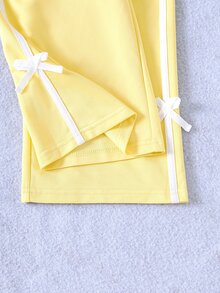SHEIN Long Sleeve Little Girls 2‑Piece Casual Tracksuit, Fall Tops - Yellow - View 6