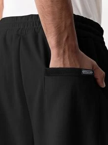 EASEVO Men's Summer Casual Loose Fit Sweatpants Plus Size Grey Solid Color Patchwork Elastic Waist Halloween Christmas Winter Party Autumn - Black - View 4