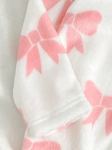 女童長袖上衣與長褲套裝，毛絨面料搭配可愛蝴蝶結設計，柔軟親膚材質，舒適居家服，適合睡眠與健康成長 - 彩色 - 查看 6