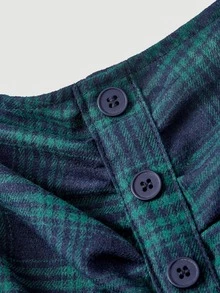 SHEIN MOD 女款格紋百褶休閒復古學院風 70 年代日常迷你細肩帶洋裝，適合早午餐、野餐、聖誕節 - 墨綠色 - 查看 5