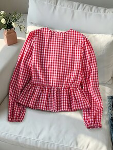 SHEIN 青少年女孩秋季上衣圓領長袖休閒度假風可愛蝴蝶結裝飾，秋冬穿搭，返校季，休閒，蝴蝶結正式派對紅色 - 紅色 - 查看 11