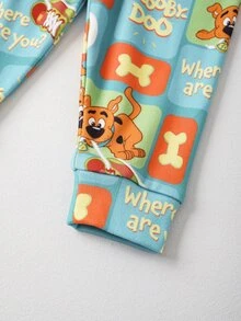 SCOOBY-DOO X SHEIN Baby Boy Cartoon Print Top And Leggings Loungewear Set - Green - View 7