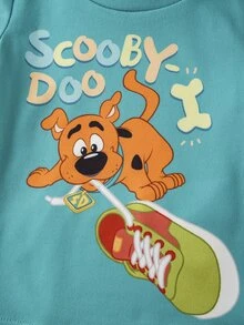 SCOOBY-DOO X SHEIN Baby Boy Cartoon Print Top And Leggings Loungewear Set - Green - View 4