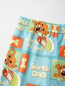 SCOOBY-DOO X SHEIN Baby Boy Cartoon Print Top And Leggings Loungewear Set - Green - View 6