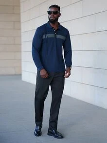 thenoahjr thenoahjr 男士秋季西装裤，时尚休闲直筒裤，宽松简约风格，纯色抗皱直筒裤 - 黑色 - 查看 1