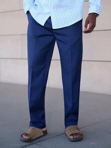thenoahjr thenoahjr Men's Long Plain Formal Suit Pants, Fall - Navy Blue - View 6
