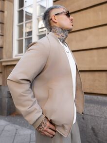 Artur Kramer Men's Fashion Thermal-Lined Minimalist Casual Everyday Jacket Coat, Suitable For Autumn/Winter - Khaki - View 5