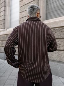 Artur Kramer GloMan 男士透气针织衫，男士休闲纯色经典条纹开衫，适合日常办公到晚间穿着，轻盈舒适，是送给男友或丈夫的理想礼物 - 棕色 - 查看 2