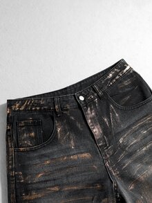 ROMWE MEN Men's Casual Daily Travel Denim Jeans With Pockets And Buttons - Black - View 4