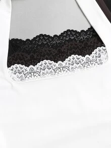 Sweetra New European & American Fashion Lace Patchwork Halter Backless Sexy Hot Girl Commuter Versatile Black White Coffee Tank Top 3-Piece Set - Multicolor - View 4