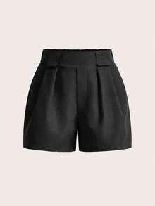 Zolique Women'sCasual Versatile Solid Color Shorts - Black - View 5