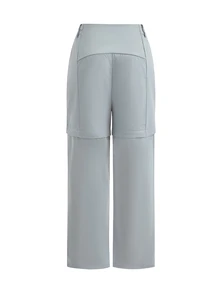 In My Nature Women's Solid Color Zipper Design Straight Leg Loose Outdoor Pants - Grey - View 10