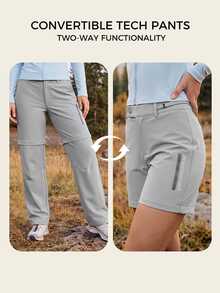 In My Nature Women's Solid Color Zipper Design Straight Leg Loose Outdoor Pants - Grey - View 2