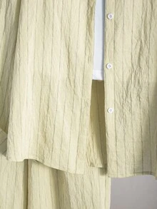 SHEIN Teen Girl Fall Outfits Casual Baggy Yellow White Shirt Pants Set Autumn Fall, Holiday Outfits, Comfortable, Daily Sixth Form Formal - Yellow - View 7