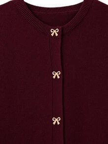 GlowEve CURVE Plus Size Women's Bow Button Cardigan Sweater,Knit Top Fall Winter 2026 Women Fall Winter Sweater Office Confirmation Elegant Fall - Multicolor - View 7