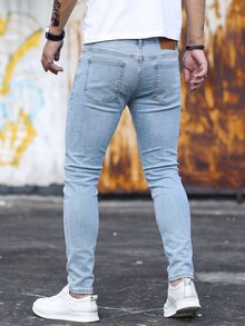 Colvenic Men's Street Style Button Pocket Denim Jeans - Black - View 8