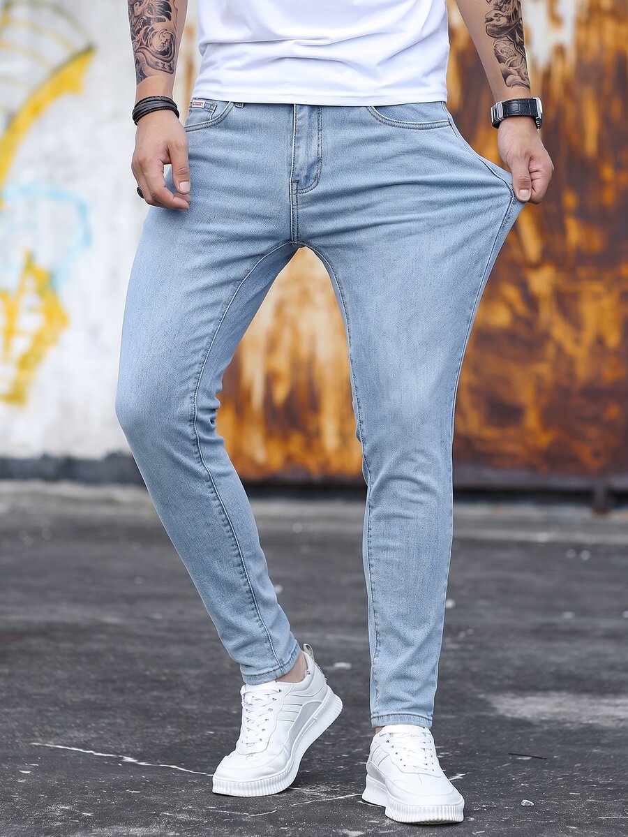 Colvenic Men's Street Style Button Pocket Denim Jeans