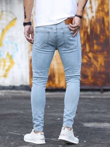 Colvenic Men's Street Style Button Pocket Denim Jeans - Black - View 3
