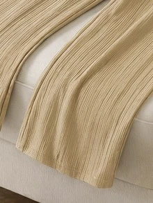SHEIN Tween Girls Spring/Summer Casual Matching Cute Commuter Woven Wave Stripe Bow Decor Round Neck Flutter Sleeve Loose White Black Top Family School - Khaki - View 6
