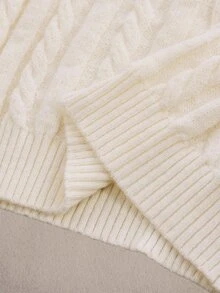 Amplova V-Neck Pocket Button Hooded Women's Fitted Mini Long Sleeve Crochet Knit Handmade Mini Knit Dress Night Out Off-White Fall Sexy - Apricot - View 16