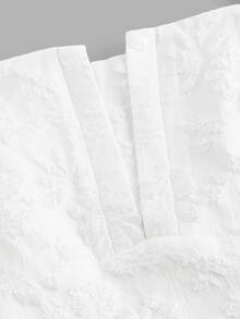 SHEIN MOD 大尺碼優雅 1920 年代白色夏季絲綢質感花卉中長洋裝，適合女性婚禮賓客、晚宴、新娘派對、教堂、休閒穿著 - 白色 - 查看 5