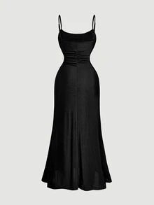 SHEIN MOD Plus Size Black 2 Pieces Cardigan And Midi Dress Set For WomenSummer Outfits For Women - Black - View 6
