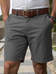 VENTUSAIL Men's Casual Slant Pocket Shorts , Linen Loose Knee Cool Lucky Solid Color Summer Basic Formal Holiday - Grey - View 7