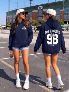 Muchica Football Pattern Print Long Sleeve Sweatshirt Sweatshirt Suitable For Autumn/Winter - Navy Blue - View 6