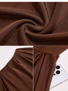 SOLERSUN Plus Size Sexy Elegant Women's Asymmetrical Shoulder Design Jumpsuit, Old Money Style, Long Sleeve Long Pants, Autumn/Winter - Coffee Brown - View 8