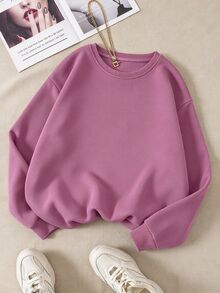 INAWLY Solid Thermal Lined Sweatshirt,Long Sleeve Tops Graduation,Back To School,Graduation,Teacher For Women,Back To School Pullover Fall Sweatshirt - Lilac Purple - View 1