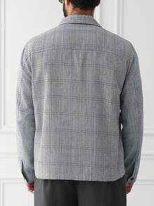 HUEFORM Men's Old Money Casual Cotton Plaid Zip‑Up Relaxed-Fit Shirt,Suitable For Daily Commuting Office Work And Business Occasions Grey Plaid Fall - Multicolor - View 2