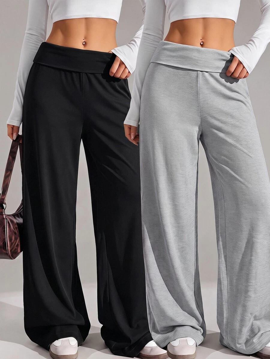 SHEIN Tall Bộ 2 quần dài nữ màu trơn đa năng mặc hàng ngày - Nhiều màu - Xem 1