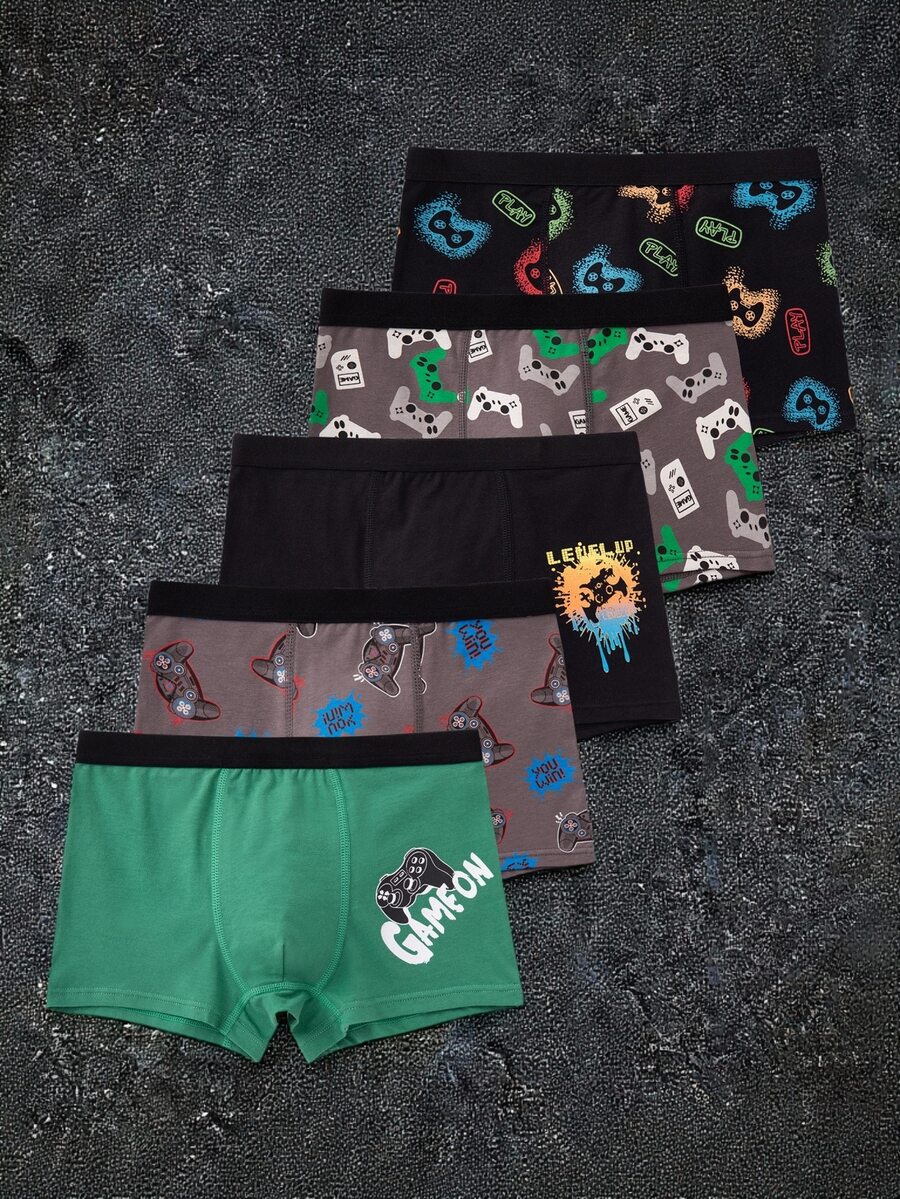 Tween Boy 5pack Gamepad Print Boxer Brief Autumn Fall - Multicolor - View 1