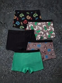 Tween Boy 5pack Gamepad Print Boxer Brief Autumn Fall - Multicolor - View 2