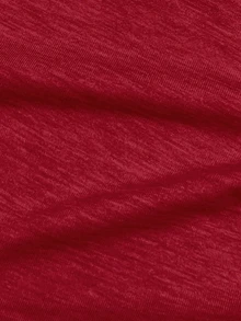 Omancia Women's Solid Color V-Neck Cap Sleeve Casual Versatile T-Shirt - Red - View 5